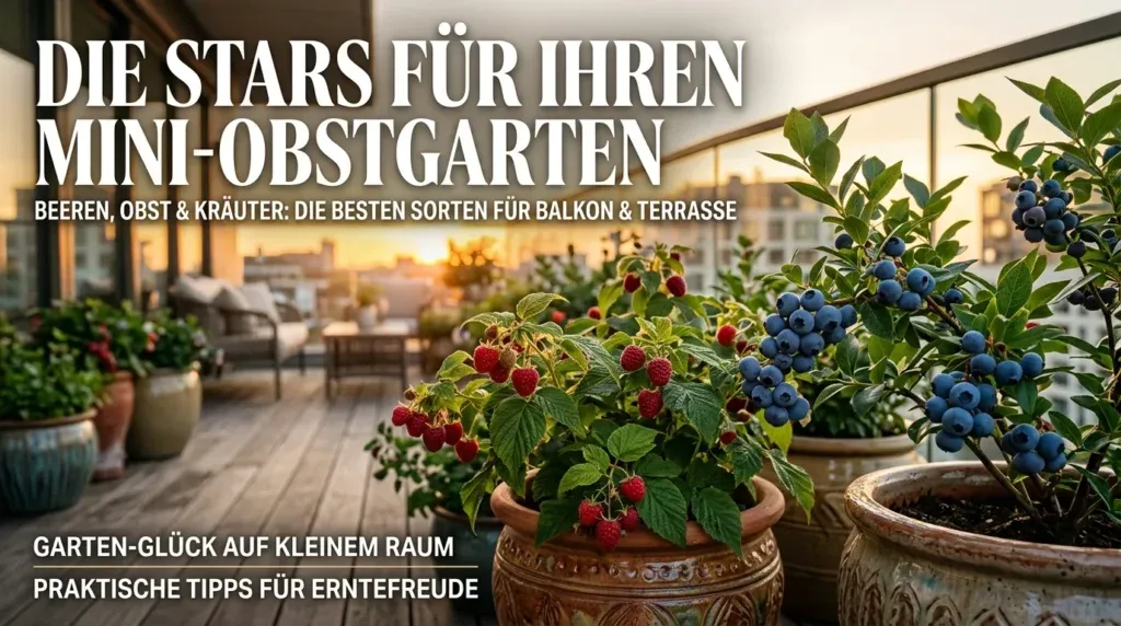 Für diesen Artikel wählen Sie ein kreatives Konzept, das direkt mit dem Thema verbunden ist, und erstellen Sie Visualisierungen in filmischer Qualität mit der Ästhetik eines Editorial-Magazin-Covers. Jede Komposition soll einzigartig und klar von den anderen unterscheidbar sein. Die Visualisierungen müssen im Querformat mit einem Seitenverhältnis von 16:9 gestaltet werden und eine breite, horizontale Komposition aufweisen – Hochformat- oder quadratische Formate sind strikt untersagt. Ausschließlich breites Querformat, kein Hochformat, kein Quadrat. Die Stars für Ihren Mini-Obstgarten: Beerensträucher im Kübel